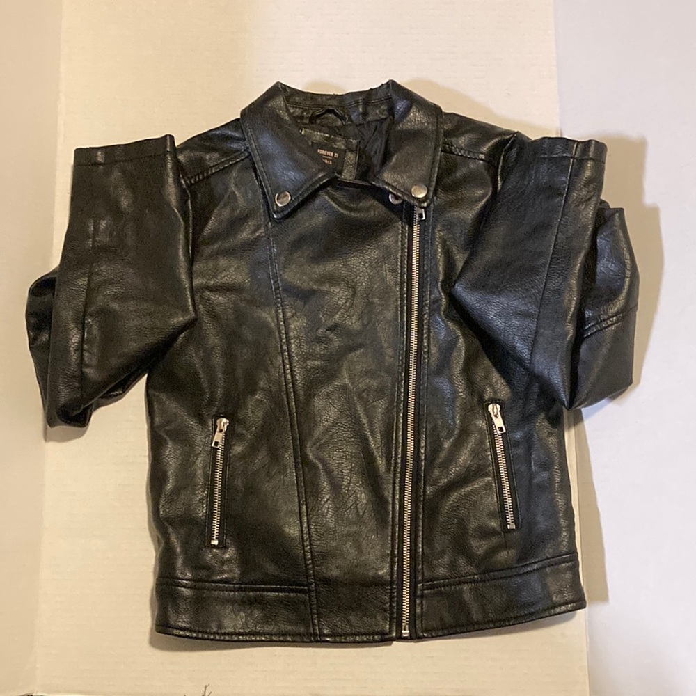 Girls Forever 21 Leather Jacket 11/12 Black